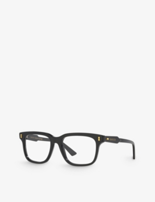 Shop Gucci Women's Black Gg1265o Square-frame Acetate Optical Glasses