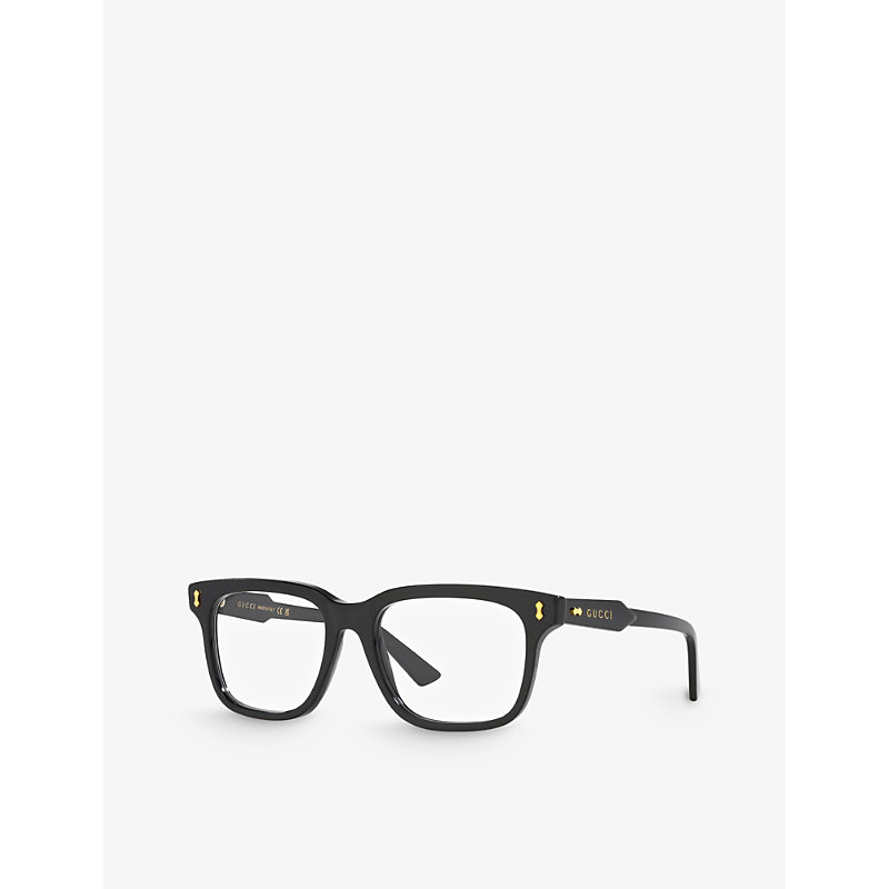 Shop Gucci Women's Black Gg1265o Square-frame Acetate Optical Glasses