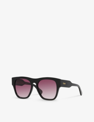 Chloé Womens Black Ch0149s Square-frame Acetate Sunglasses In Black