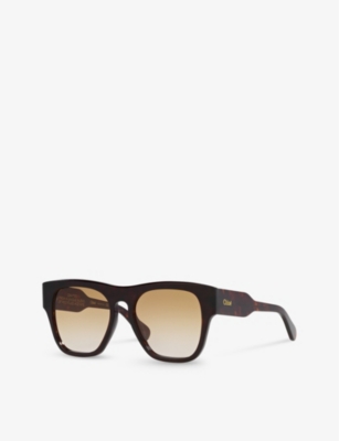 Shop Chloé Chloe Womens Brown Ch0149s Square-frame Tortoiseshell Acetate Sunglasses