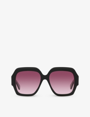 Shop Chloé Chloe Women's Black Ch0154s Square-frame Acetate Sunglasses