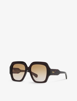 Chloé Womens Brown Ch0154s Square-frame Tortoiseshell Acetate Sunglasses In Brown
