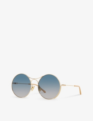 Shop Chloé Chloe Women's Gold Ch0166s Round-frame Metal Sunglasses