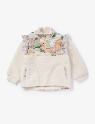 Chloé Patchwork Faux Shearling Jacket In Multicoloured