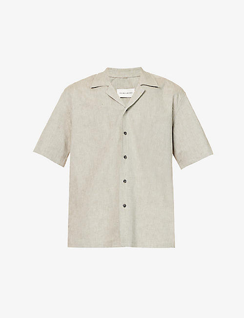 PEREGRINE: Camp-collar regular-fit cotton and linen-blend shirt