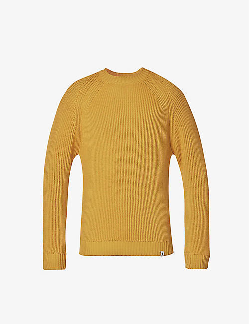 PEREGRINE: Harry brand-tab cable-knit regular-fit cotton jumper