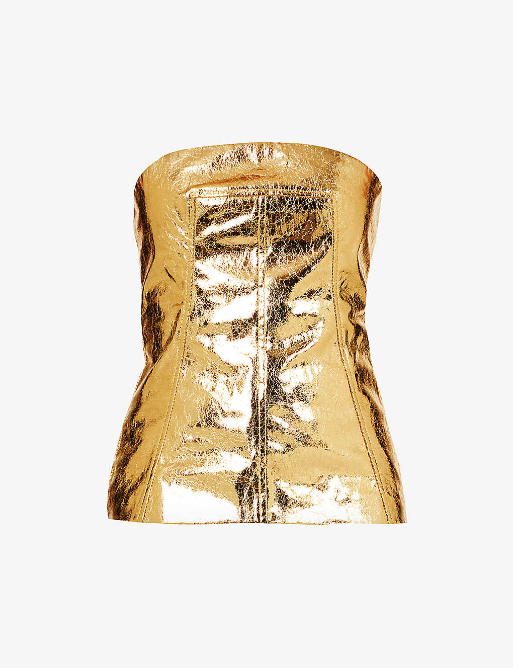 Amy Lynn Womens Gold Bandeau Metallic Faux-leather Top