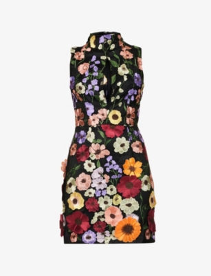 Amy Lynn Womens Multi Floral-embroidered Sleeveless Woven Mini Dress