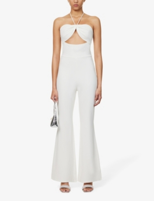 Shop Amy Lynn Womens White Halterneck Cut-out Woven Jumpsuit