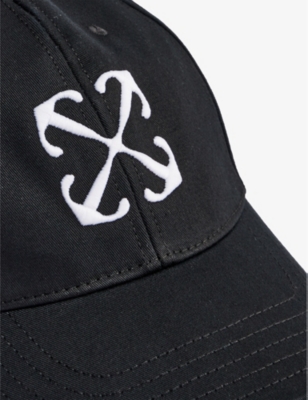 Shop Off-white C/o Virgil Abloh Men's Black White Arrow Brand-embroidered Cotton-twill Baseball Cap