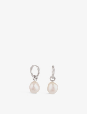 THE ALKEMISTRY: Dinny Hall sterling-silver and keshi baroque pearl hoop earrings