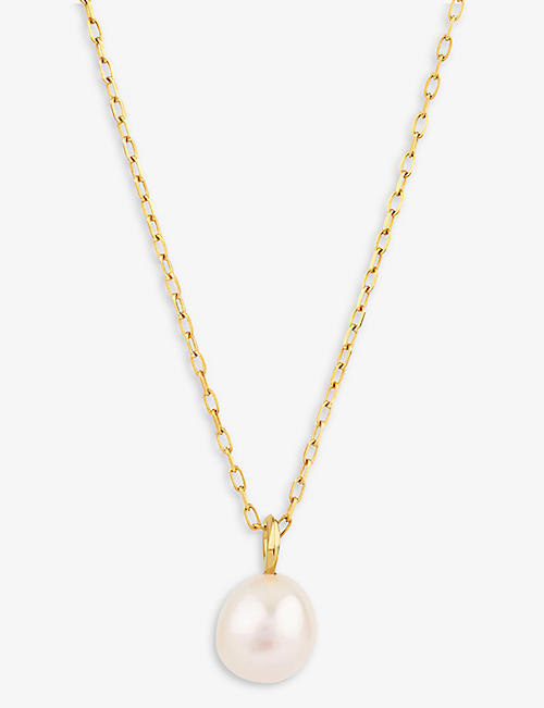 THE ALKEMISTRY: Dinny Hall Thalassa 22ct yellow gold plated-vermeil and freshwater pearl necklace