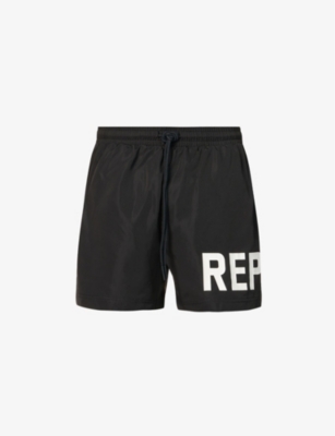 Represent Mens Black Brand-typography Quick-drying Swim Shorts In Black