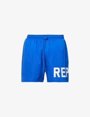 Represent Mens Cobalt Brand-typography Quick-drying Swim Shorts In Cobalt