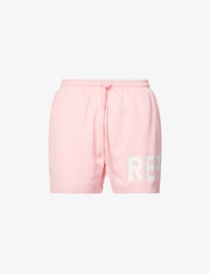 Represent Mens Flamingo Pink Brand-typography Quick-drying Swim Shorts In Flamingo Pink