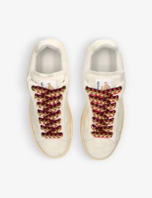 Shop Lanvin Curb Lite Foiled-branding Leather Low-top Trainers In White