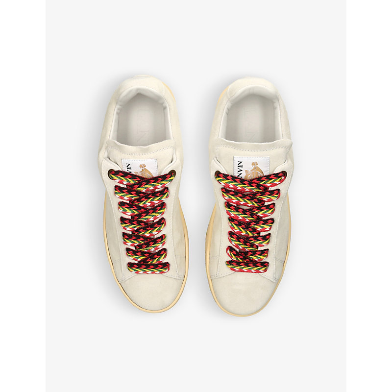 Shop Lanvin Curb Lite Foiled-branding Leather Low-top Trainers In White