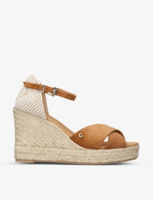 CARVELA COMFORT: Sun Ray logo-embellished suede wedge espadrilles