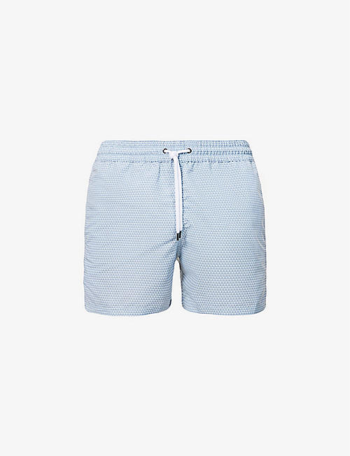 FRESCOBOL CARIOCA: Geometric-print regular-fit recycled-polyester swim shorts