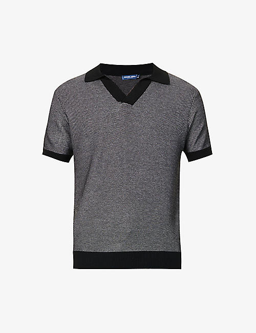 FRESCOBOL CARIOCA: Contrasting-trim V-neck cotton and silk-blend polo shirt