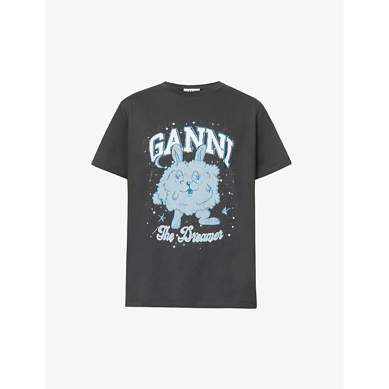 Rindende cowboy reagere Ganni Short Sleeve Relaxed Dream Bunny T-shirt In Grey | ModeSens