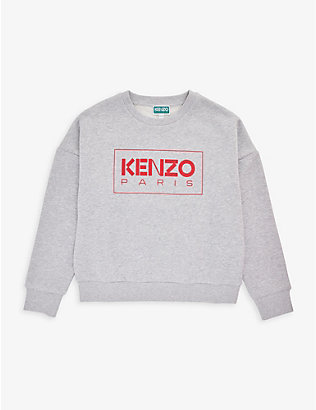KENZO: Logo-print melange cotton-blend sweatshirt 4-12 years