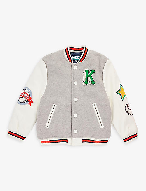 KENZO: Logo-patch woven-blend jacket