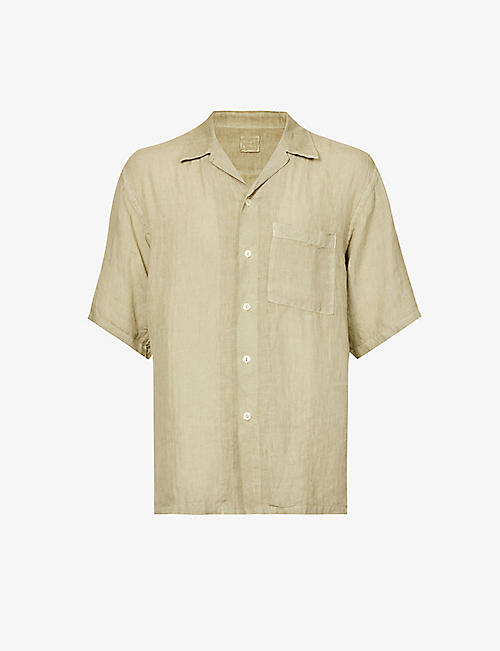 120% LINO: Camp-collar regular-fit linen shirt
