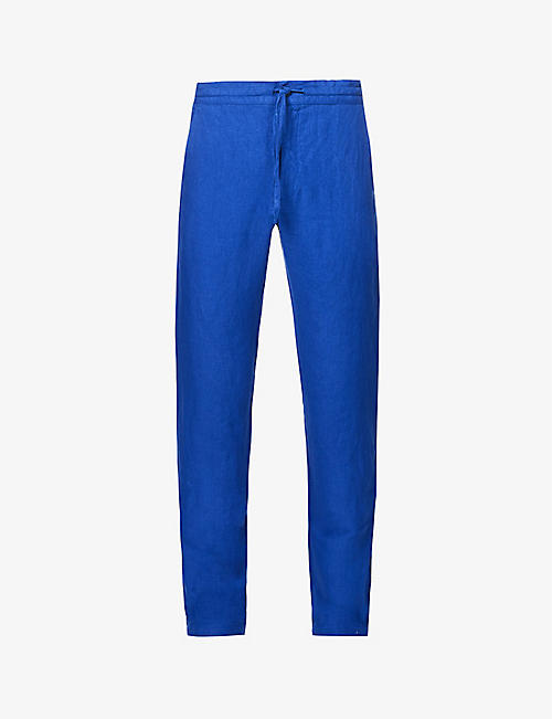 120% LINO: Pantalone drawstring regular-fit straight-leg linen trousers