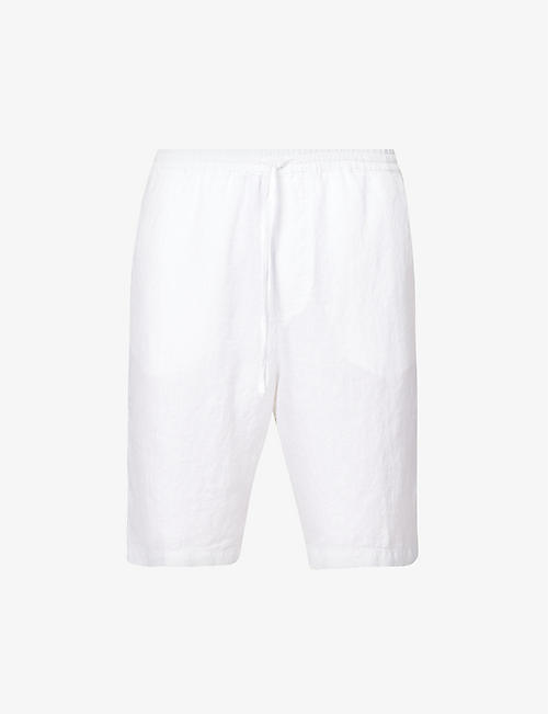 120% LINO: Bermuda pressed-crease high-rise linen shorts