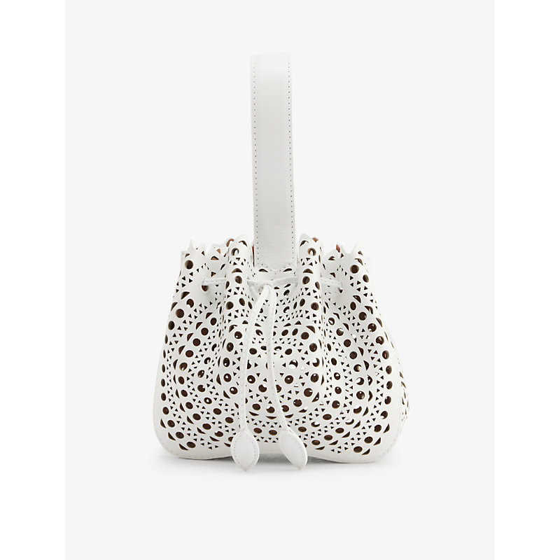 Alaïa Rose Marie White Bracelet Bag In 010 - Blanc Optique