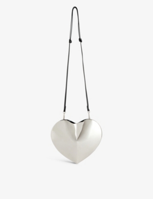 Shop Alaïa Alaia Womens 210 - Argent Le Couer Heart-shaped Brass Shoulder Bag 1size