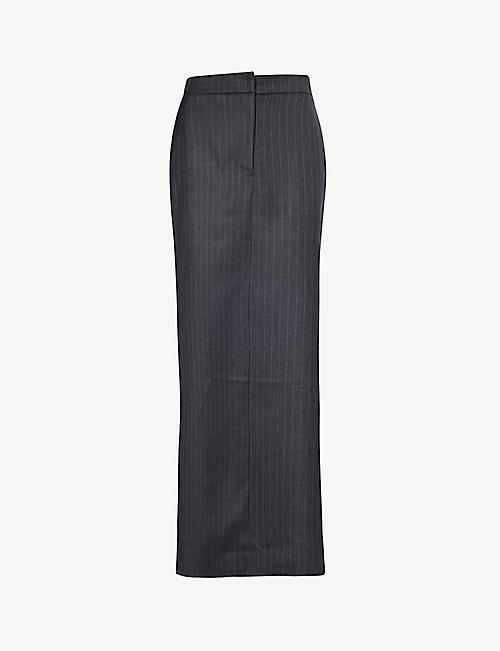 WOERA: Mid-rise split-hem cashmere maxi skirt