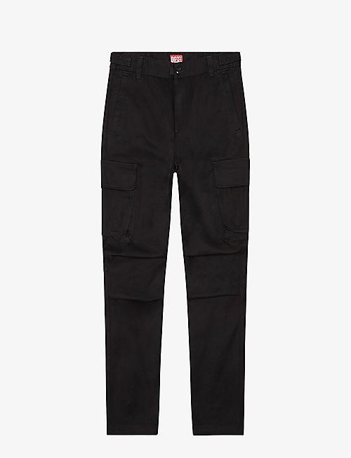 DIESEL: P-Argym slip-pocket straight-leg regular-fit cotton trousers