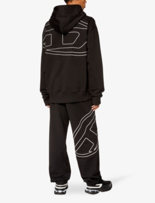 Shop Diesel S-macs Logo-embroidered Relaxed-fit Cotton-jersey Hoody In 9xx