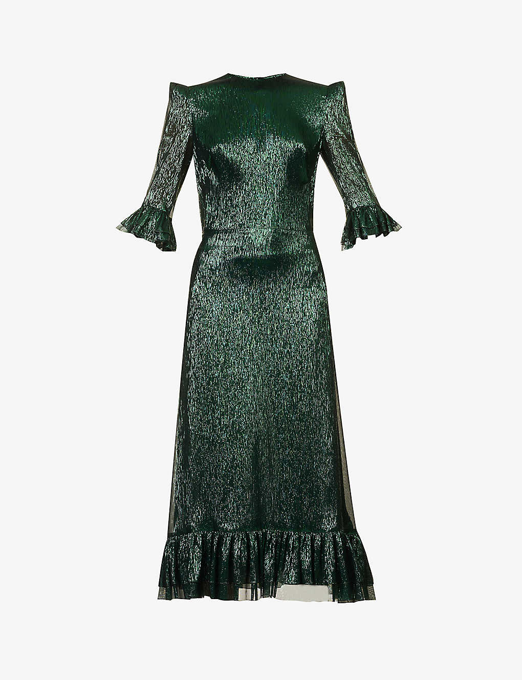 Shop The Vampire's Wife Falconetti Metallic-thread Silk-blend Midi Dress In Emerald