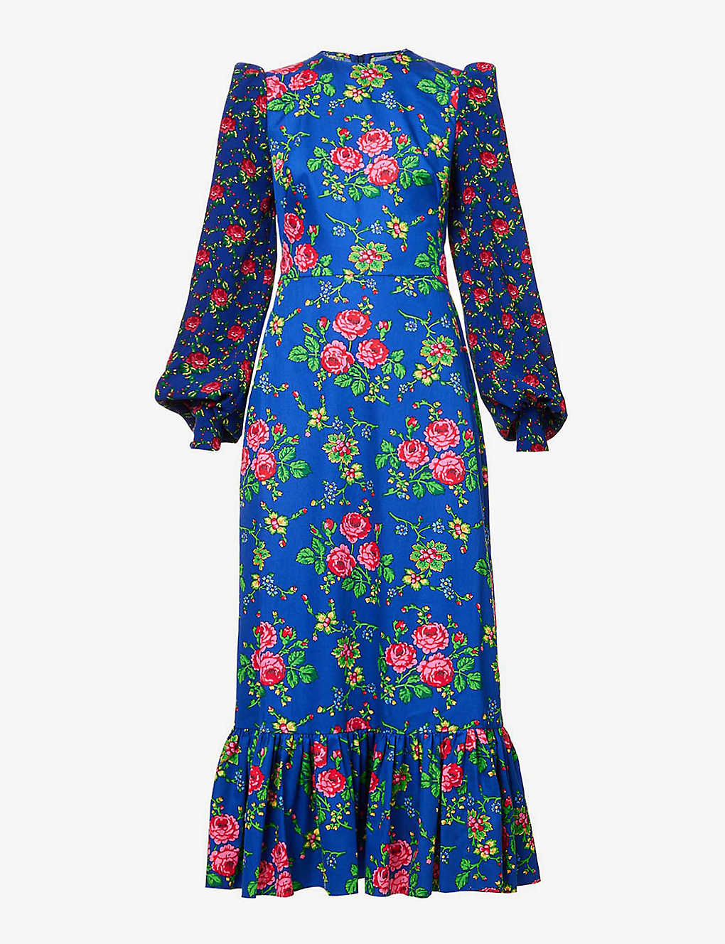 Shop The Vampire's Wife Women's Cobalt Villanelle Floral-print Cotton Maxi Dress In Blue