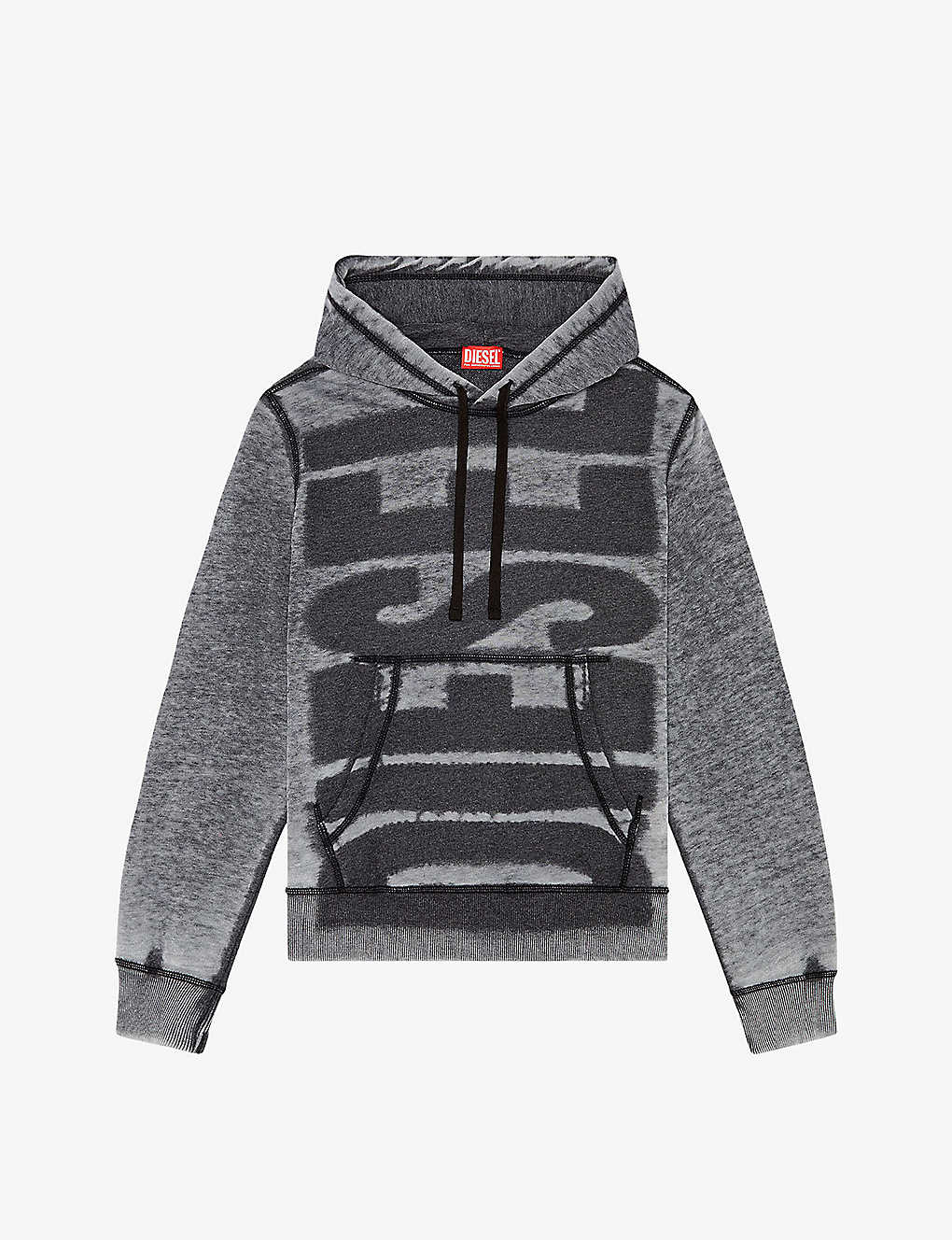 Shop Diesel S-ginn Logo-print Cotton-jersey Hoody In Grey