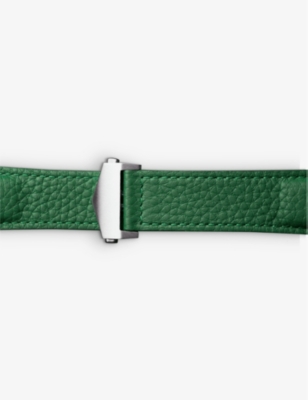 MINTAPPLE: Top Grain Apple grained-leather and stainless-steel watch strap 44mm