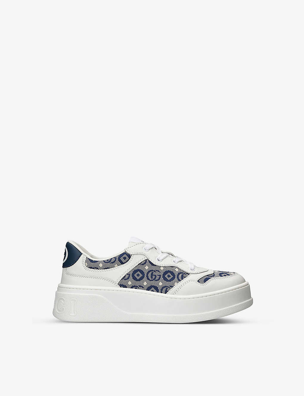 Shop Gucci Boys White/navy Kids Chunky B Leather Trainers 4-8 Years