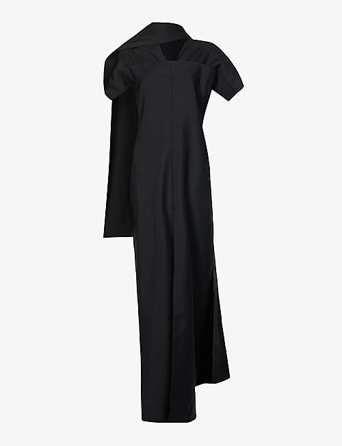 LITKOVSKA: Vechornici short-sleeved wool and silk-blend maxi dress