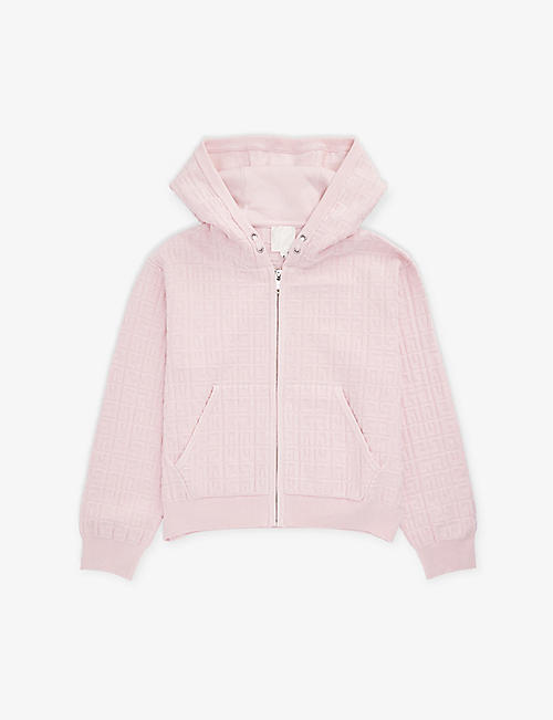 GIVENCHY: Hooded logo-jacquard stretch-knit cardigan 8-12 years