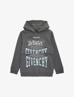 GIVENCHY GIVENCHY BOYS DARK GREY KIDS LOGO-PRINT RELAXED-FIT COTTON-BLEND SWEATSHIRT 8-12 YEARS,67759645