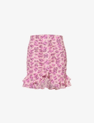 Isabel Marant Milendi Gathered Mini Skirt With Ruuffles In Fuchsia