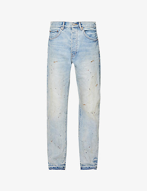 PURPLE BRAND: Paint-splattered straight-leg regular-fit denim jeans