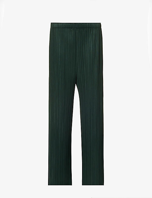 PLEATS PLEASE ISSEY MIYAKE: July straight-leg mid-rise knitted trousers