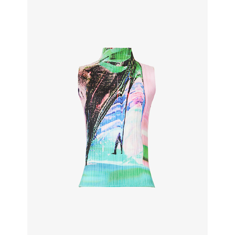 ISSEY MIYAKE TROPICAL WINTER PLEATED KNITTED TOP