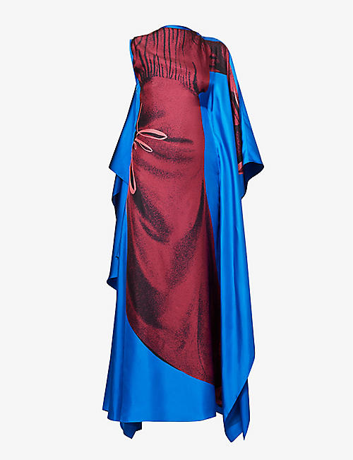 ROKSANDA: Senvu cape-panel silk maxi dress