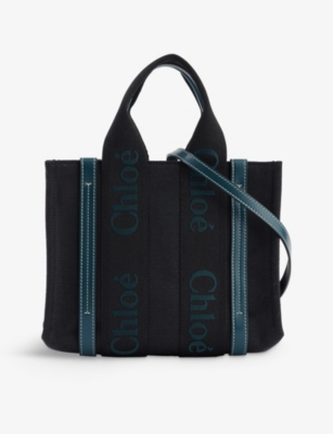 CHLOE Woody medium linen tote bag Selfridges