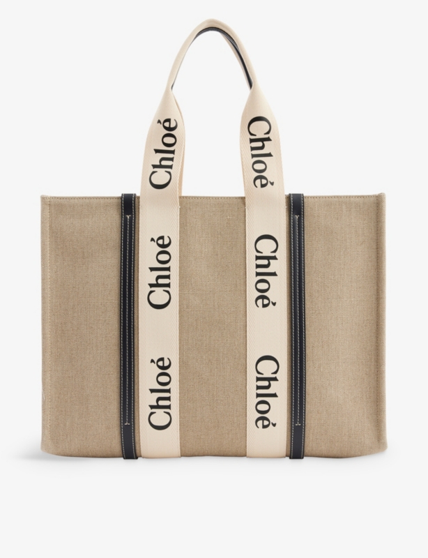 Woody large linen tote bag